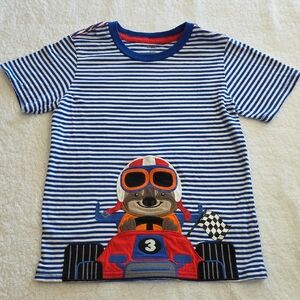 Gymboree Blue & White Striped Tee with Red Trim